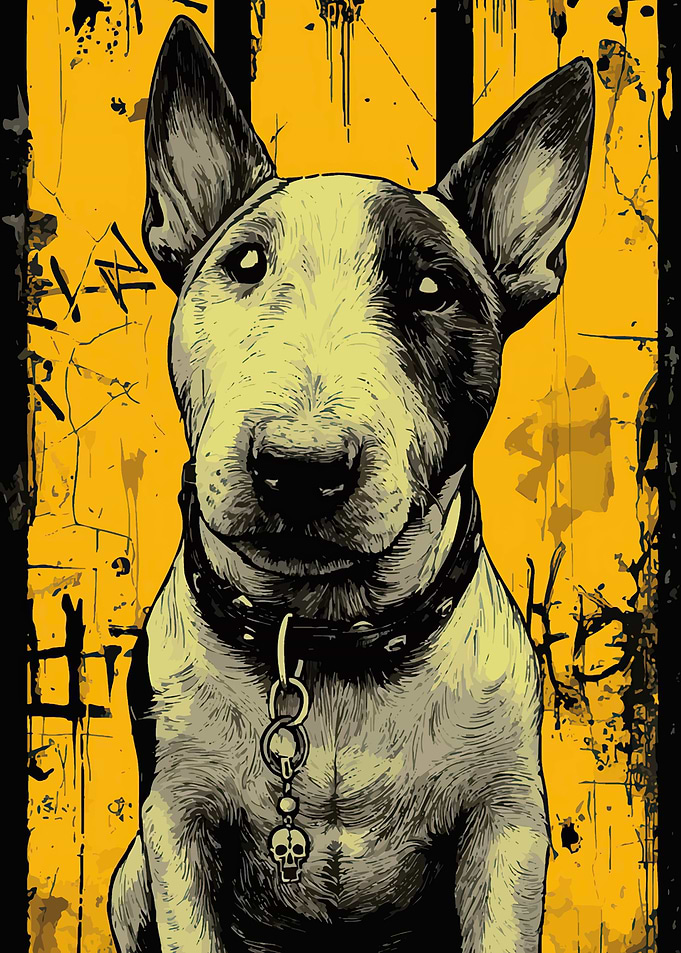 Gritty Bull Terrier Urban Art Portrait