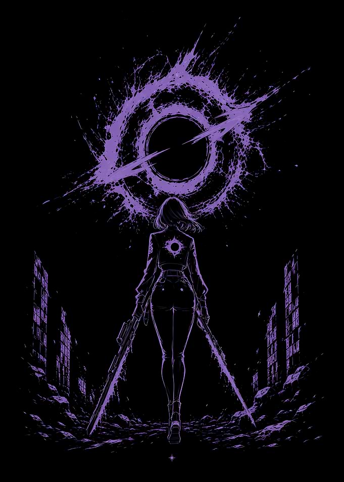 Warrior Facing a Purple Void