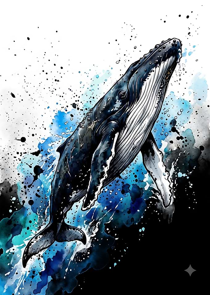 Watercolor Humpback Whale Illustration