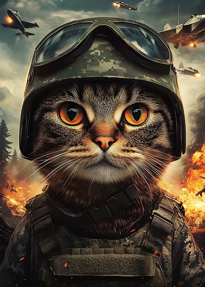 Battle-Hardened Soldier Cat in Combat