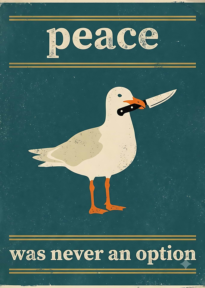 Peace Was Never An Option Seagull Poster