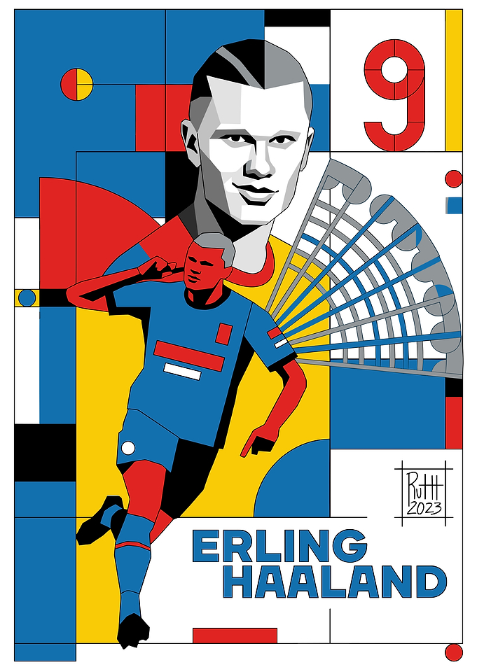 Erling Haaland Mondrian Style Poster