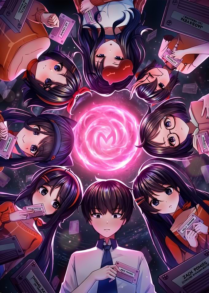 Anime Group Surrounding Glowing Portal