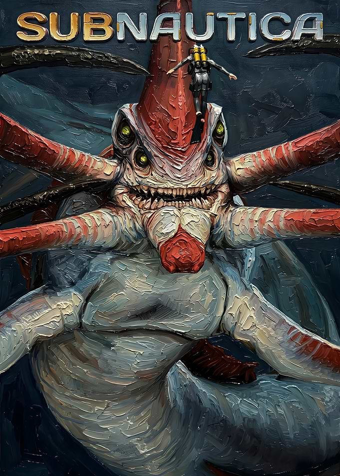 Subnautica Reaper Leviathan Oil Painting