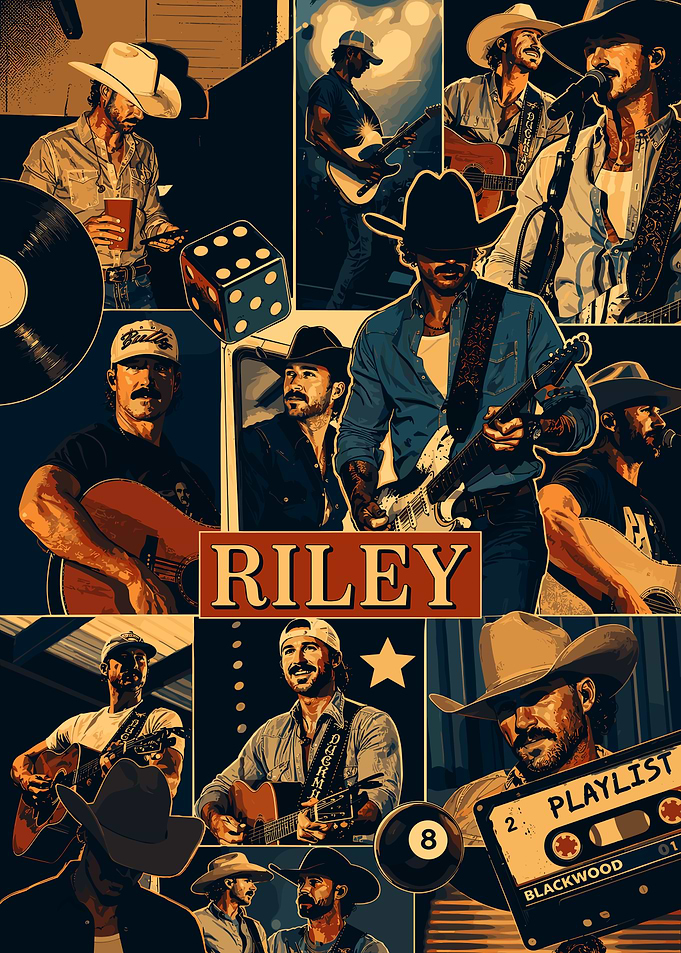 Riley Green Country Music Collage Poster