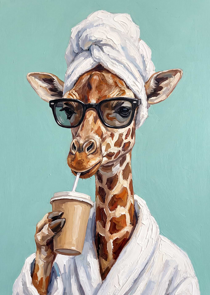 Giraffe in Spa Robe Painting