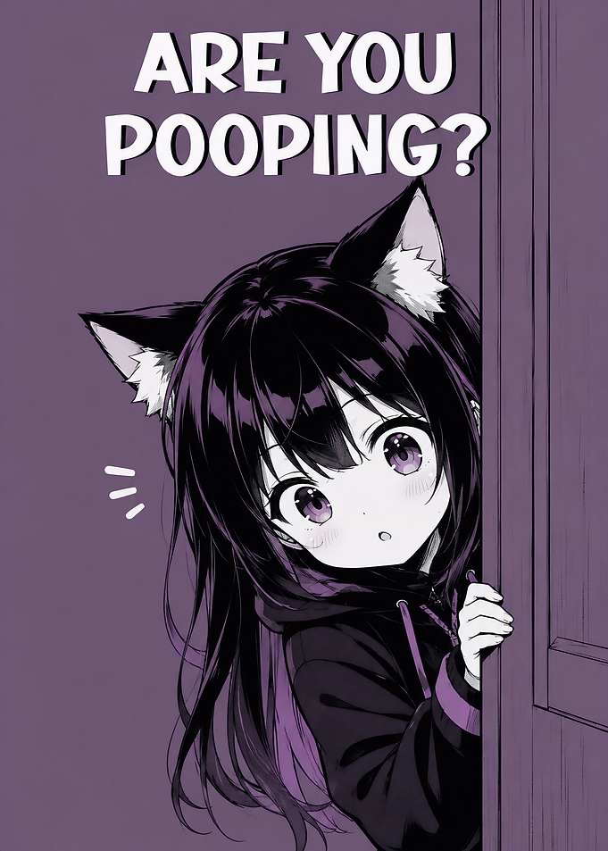 Cute Anime Cat Girl Peeking