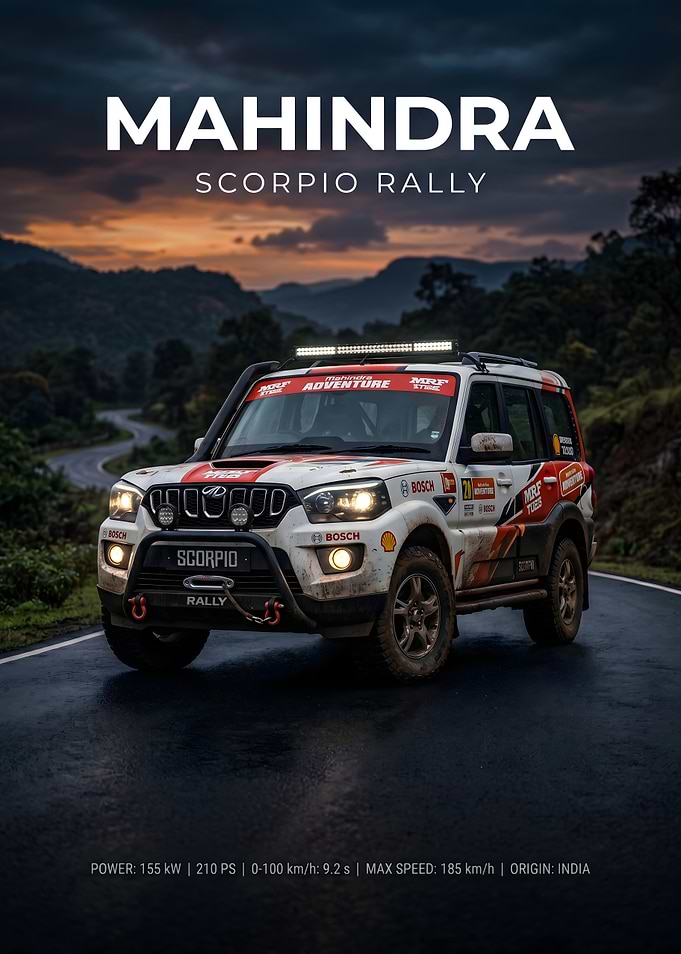 Mahindra Scorpio Rally Car Poster