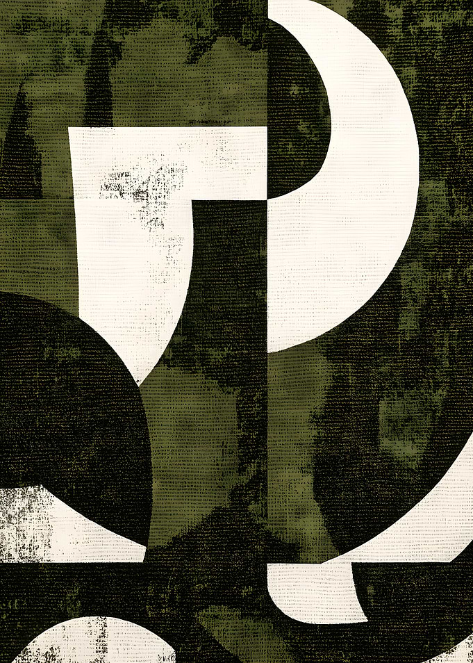 Abstract Geometric Olive Green Art