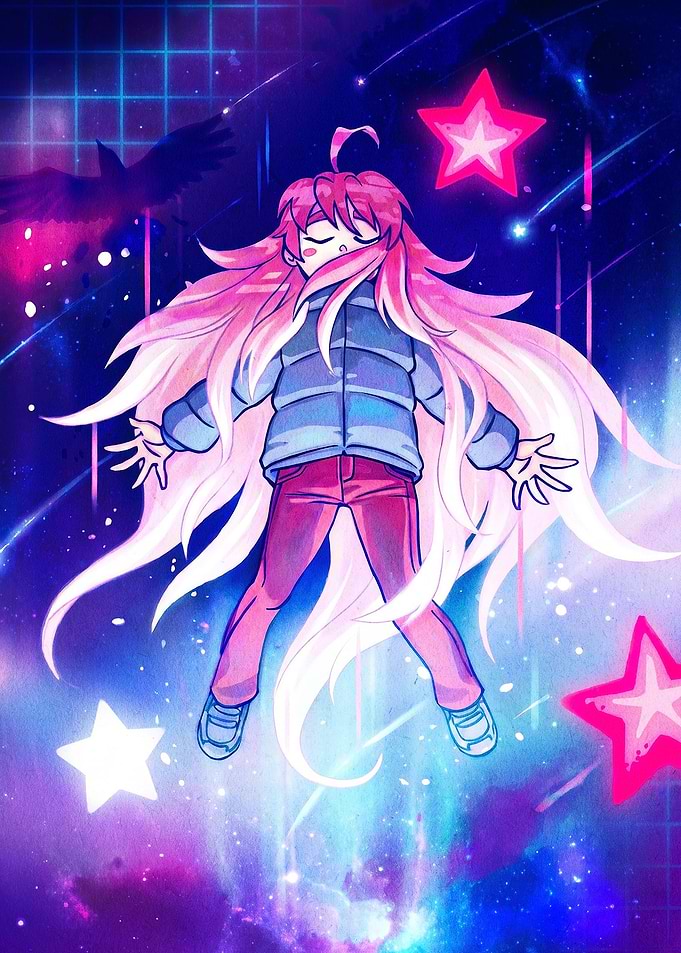 Madeline Floating in Cosmic Space