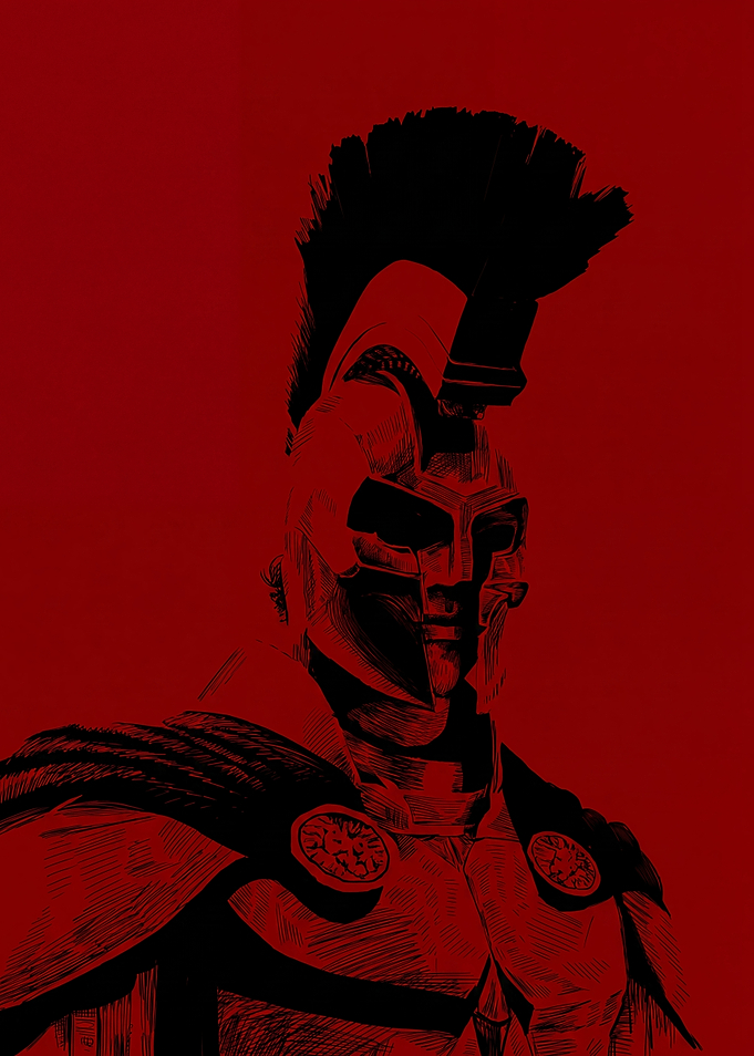 Spartan Warrior Silhouette Portrait
