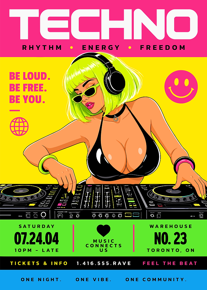 Techno Music Rave Event Poster