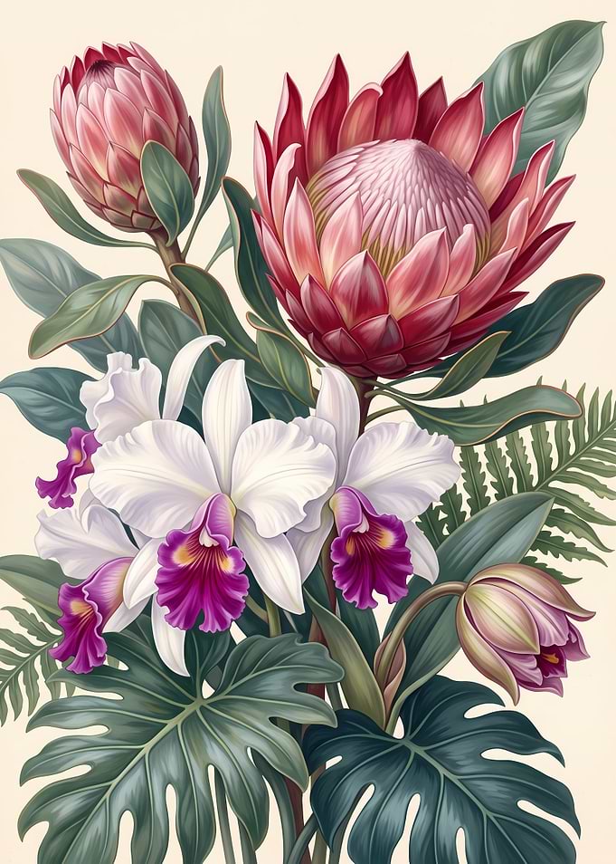 Exotic Protea and Orchid Floral Arrangement