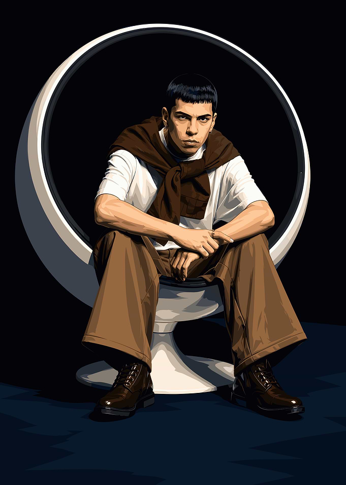 Man Sitting in Modern Ball Chair