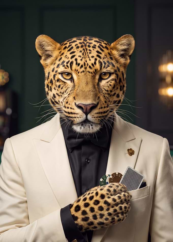 Dapper Leopard in Formal Suit