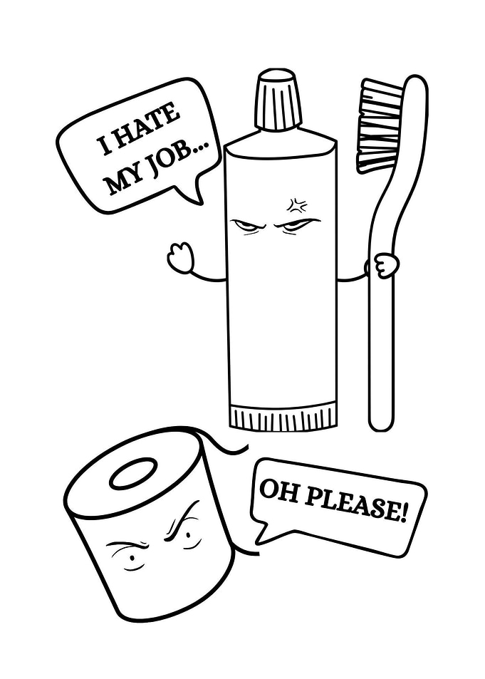 Funny Toothpaste and Toilet Paper Cartoon