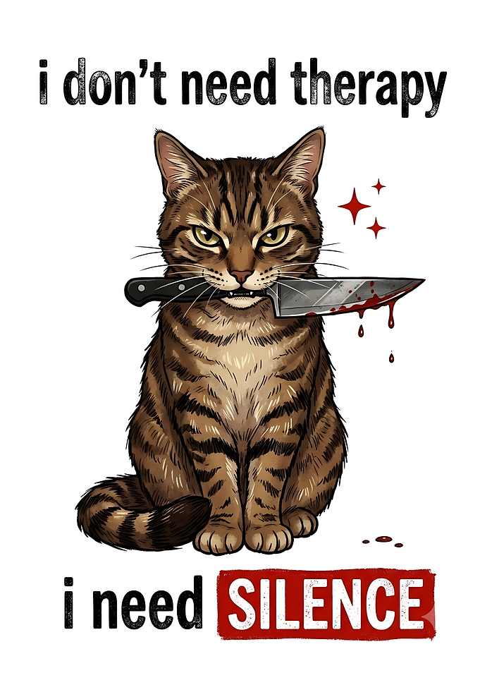Funny Cat With Knife Illustration