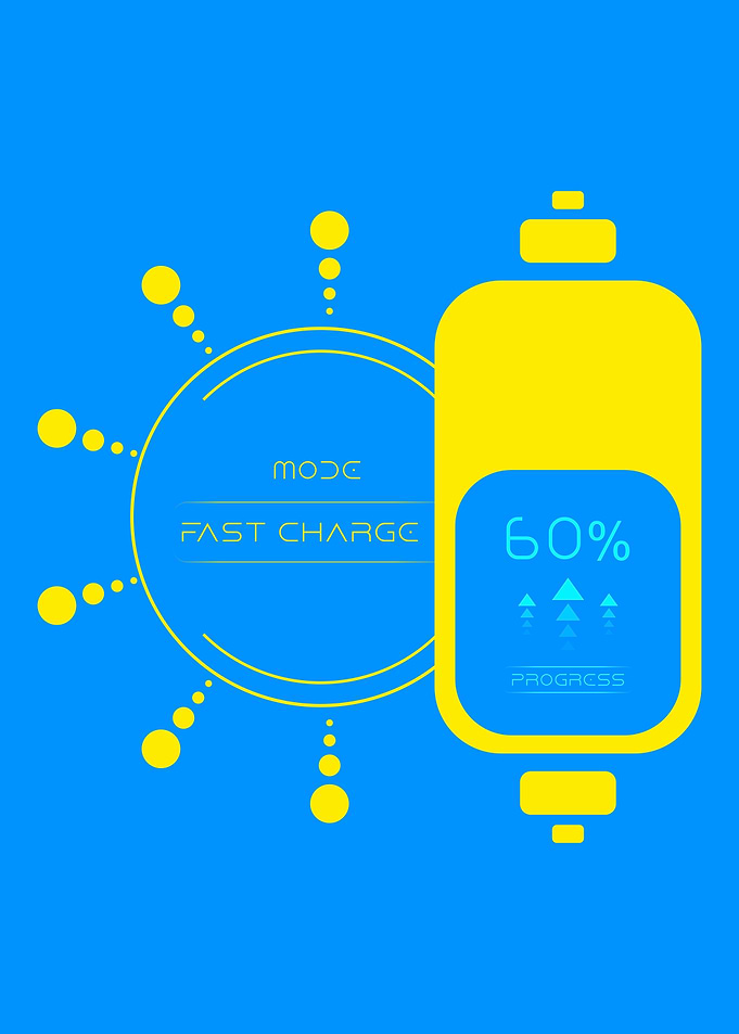 Fast Charge Battery HUD - Futuristic Tech Minimalist Art