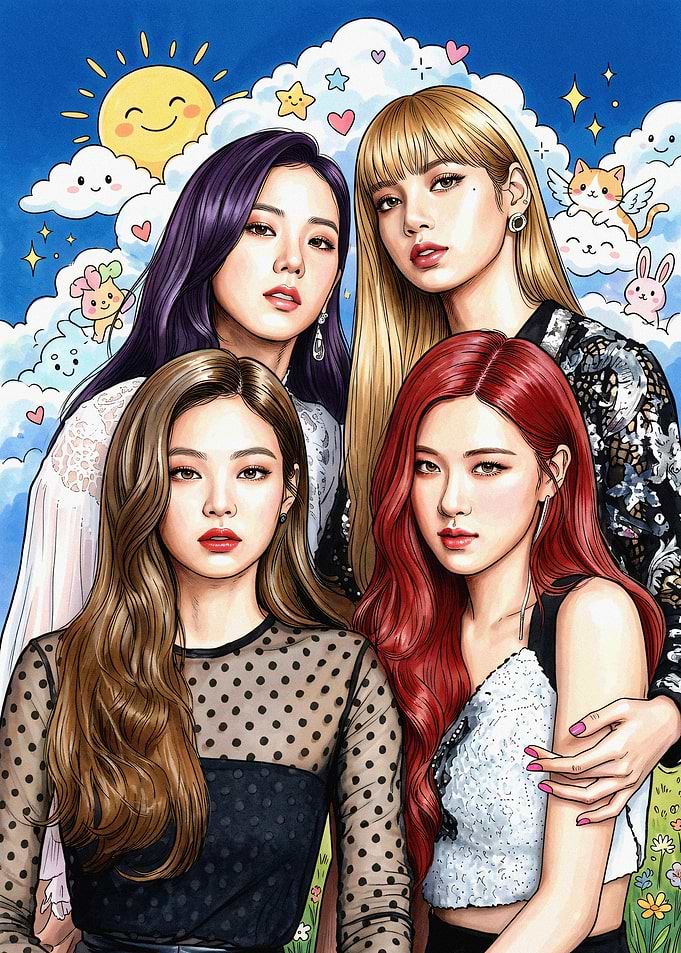 Blackpink Members Illustrated Portrait