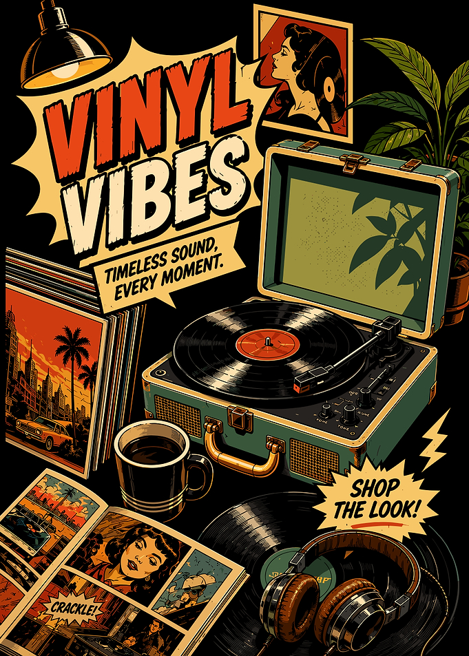 Vinyl Vibes Retro Music Poster