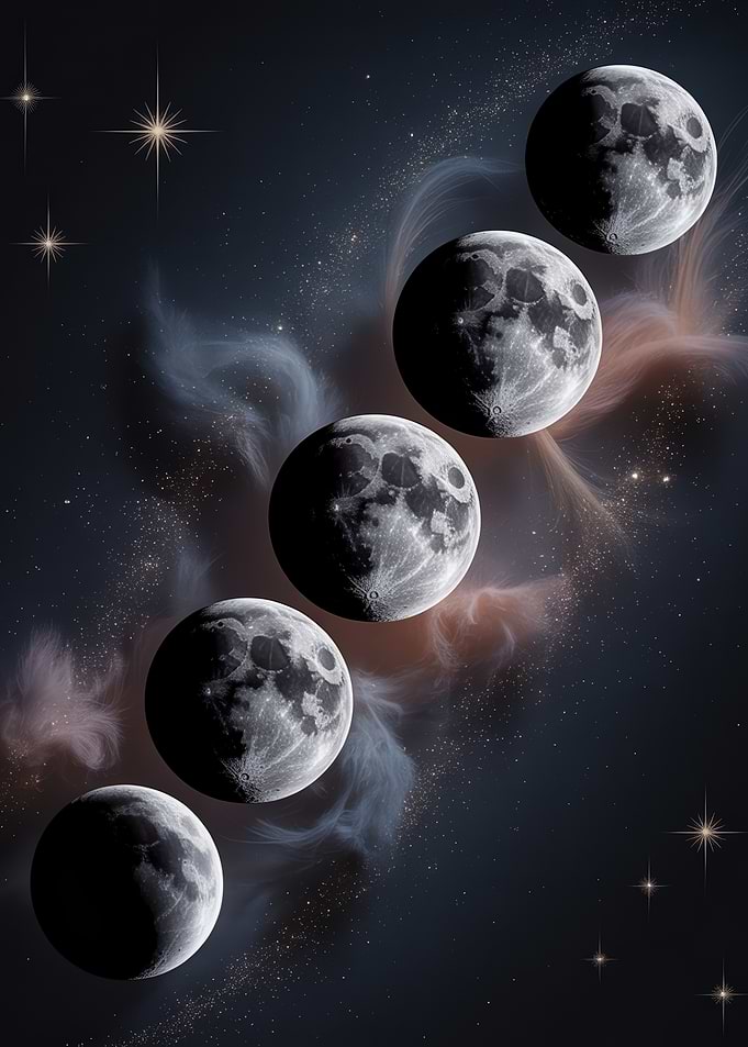 Mystical Lunar Sequence in a Cosmic Starfield