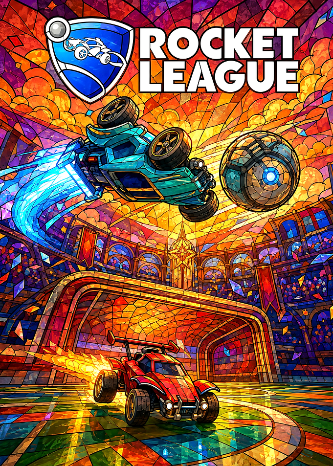 Rocket League Stained Glass Art