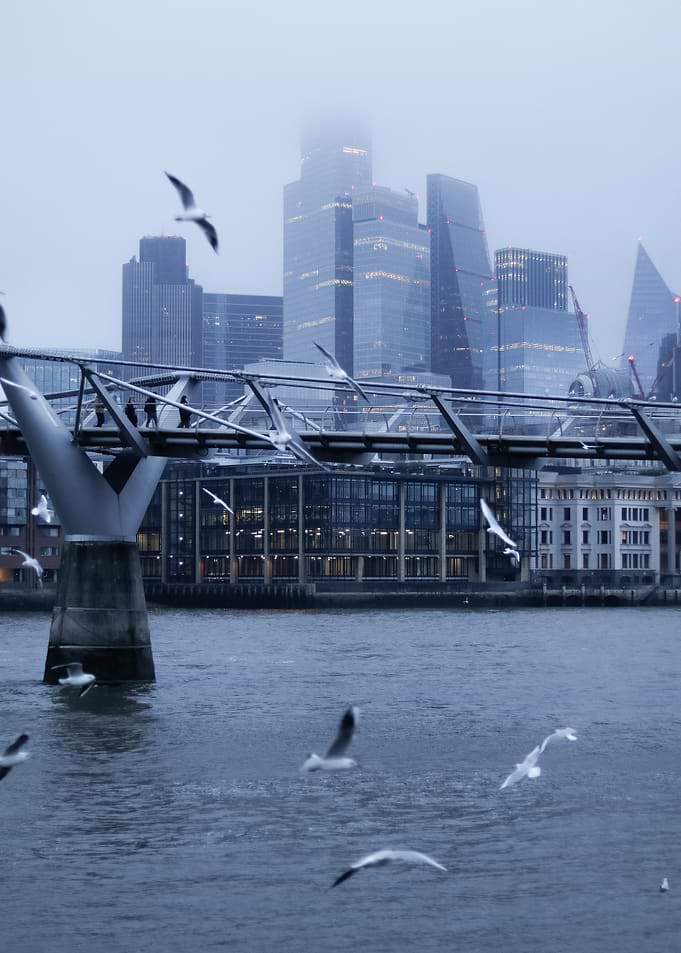 Millennium Bridge and London Skyline