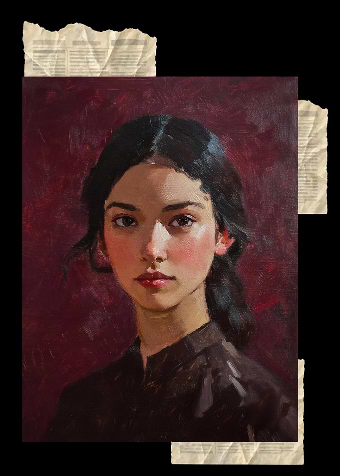 Oil Painting Portrait of Young Woman