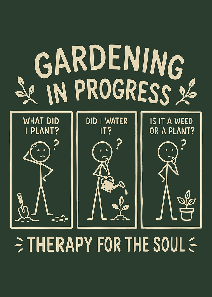 Gardening in Progress Funny Stick Figure