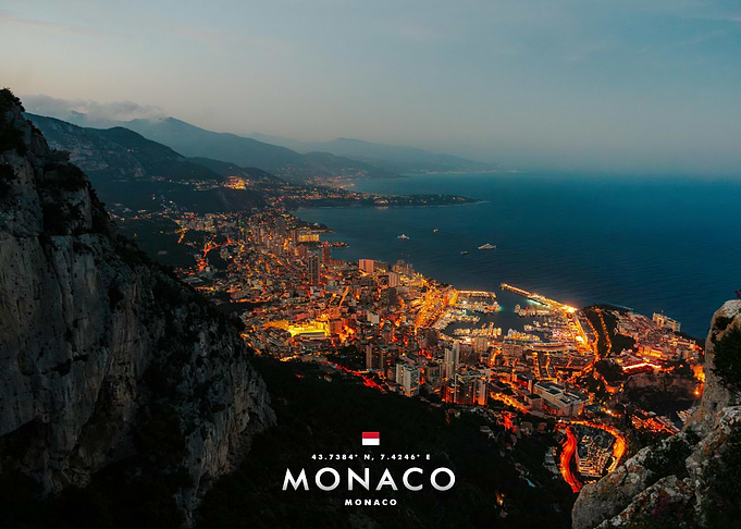 Aerial View of Monaco at Night