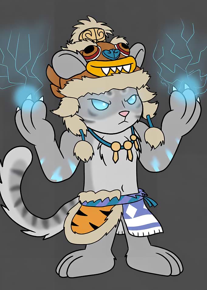 Anthropomorphic Snow Leopard Warrior Character