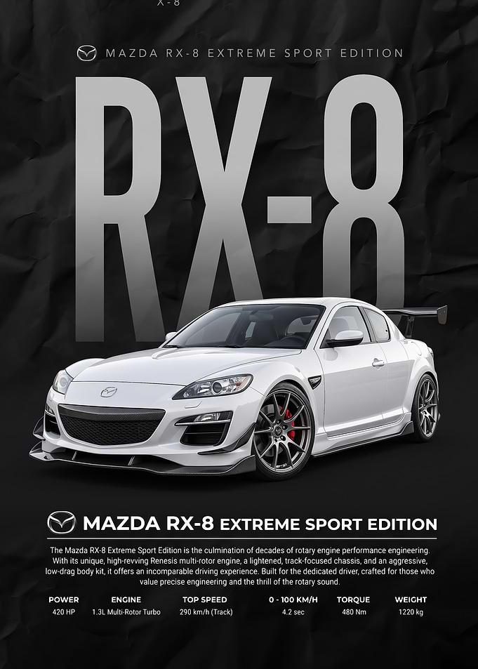 sleek white car RX-8 Extreme Sport Edition Poster