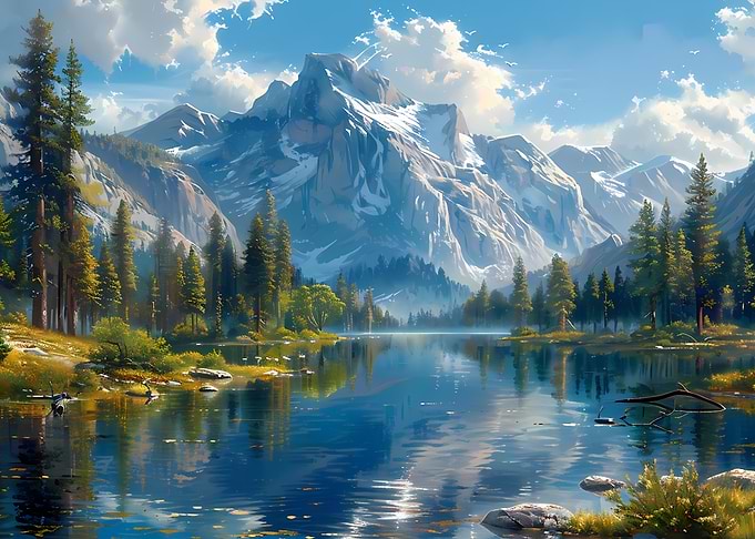 Majestic Mountain Lake Landscape