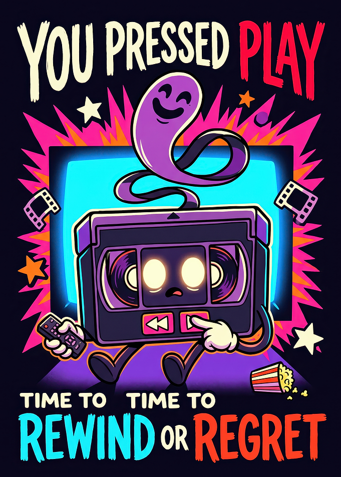 Retro VHS Tape Cartoon Illustration