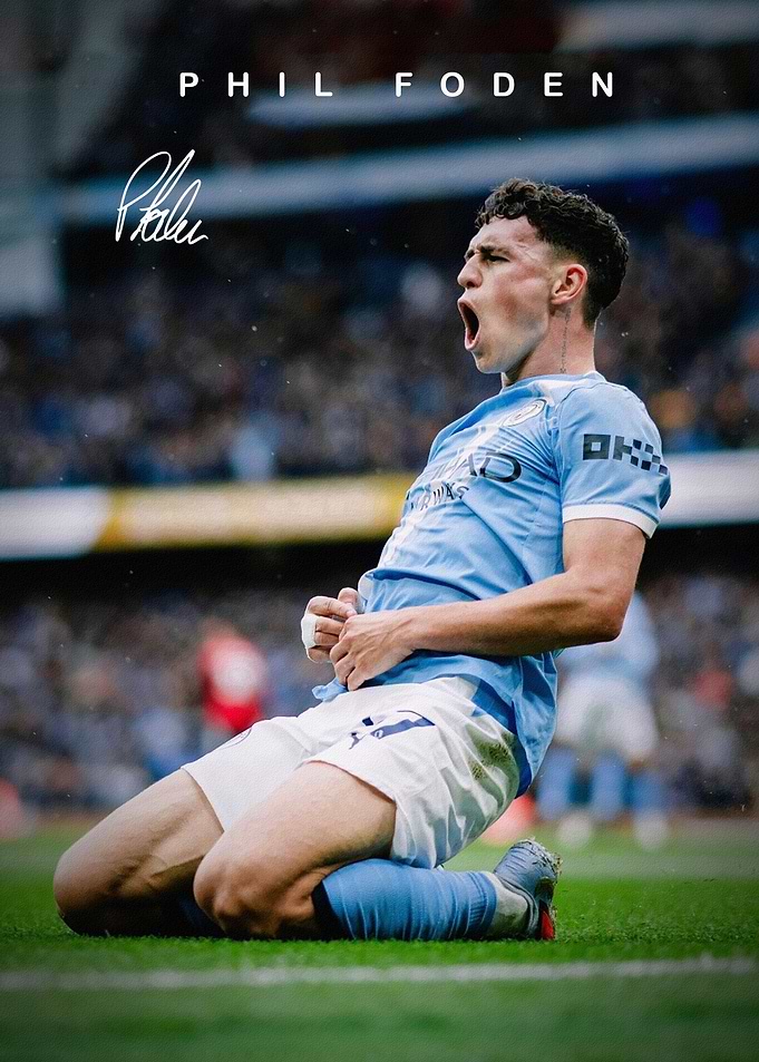 Phil Foden Manchester City Celebration Poster