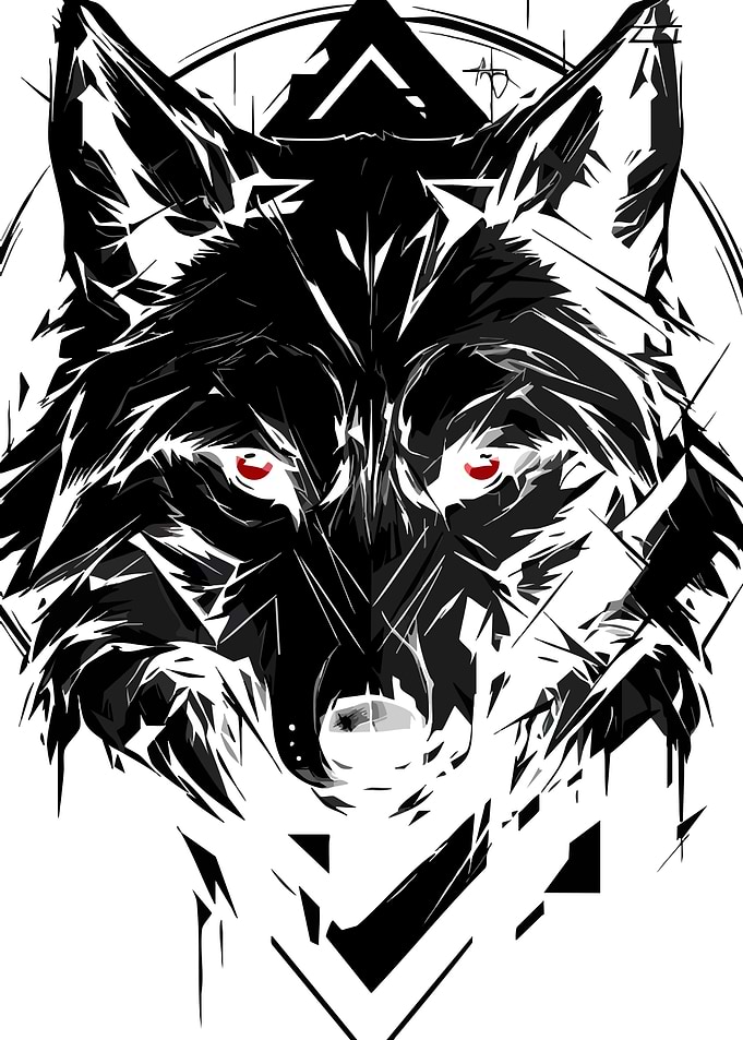 Abstract Geometric Wolf Portrait