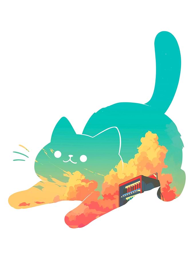 Kawaii Cat Anime Landscape