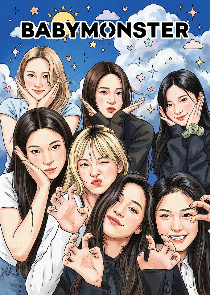 BABYMONSTER K-pop Group Illustration