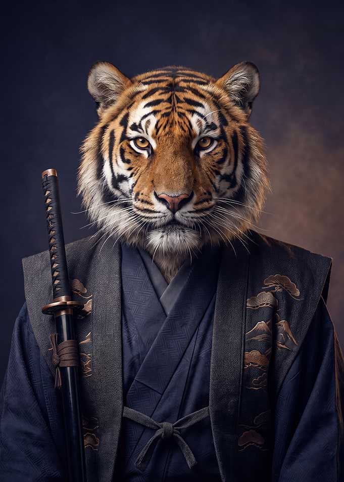 Tiger Samurai Warrior Portrait
