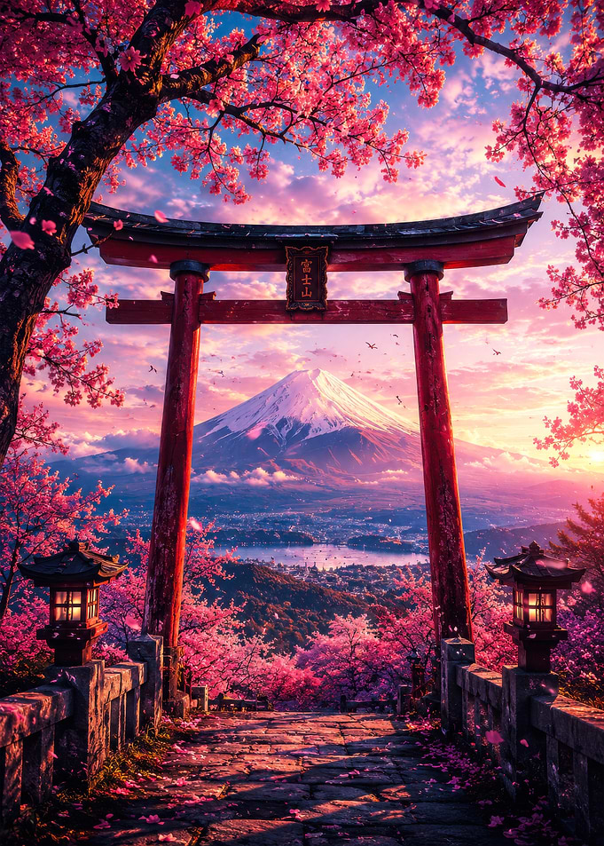 Mount Fuji and Cherry Blossoms