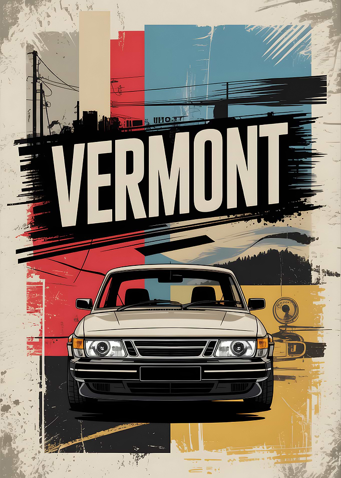 Vintage Vermont Car Poster