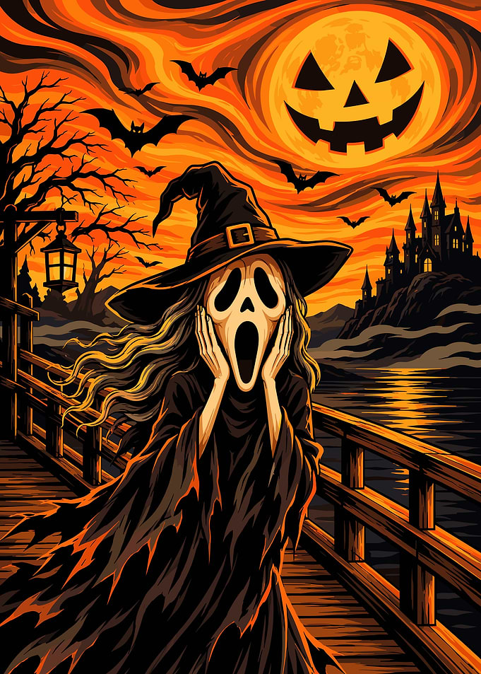 Scream Witch Halloween Art