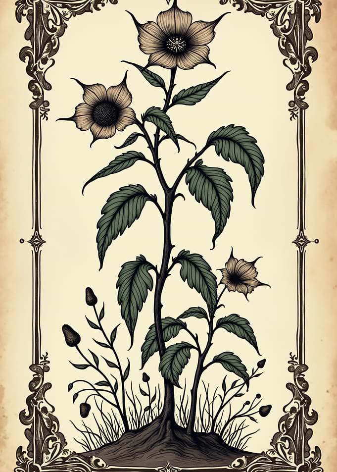 Vintage Botanical Illustration of Flowers