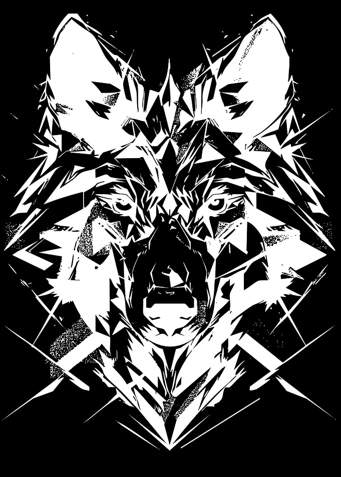 Abstract Geometric Wolf Head Illustration