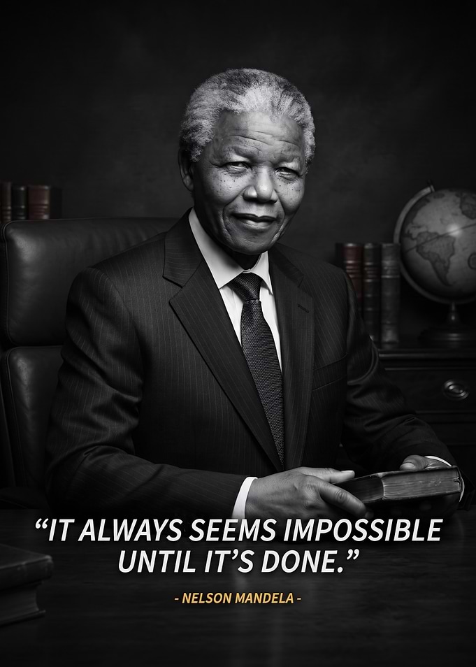 Nelson Mandela Inspirational Quote Poster
