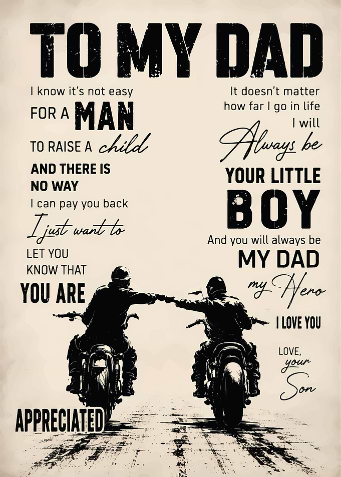 To My Dad Motorcycle Tribute Poster