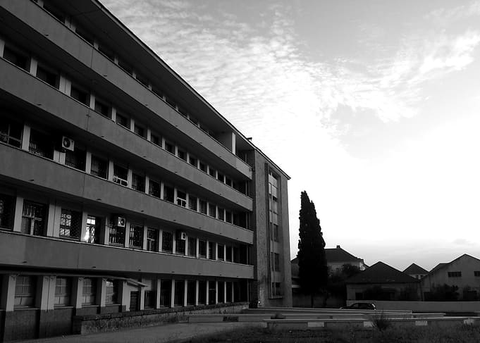 Monochrome View of Institutional Building