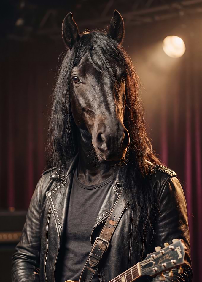 Rockstar Horse Musician Portrait