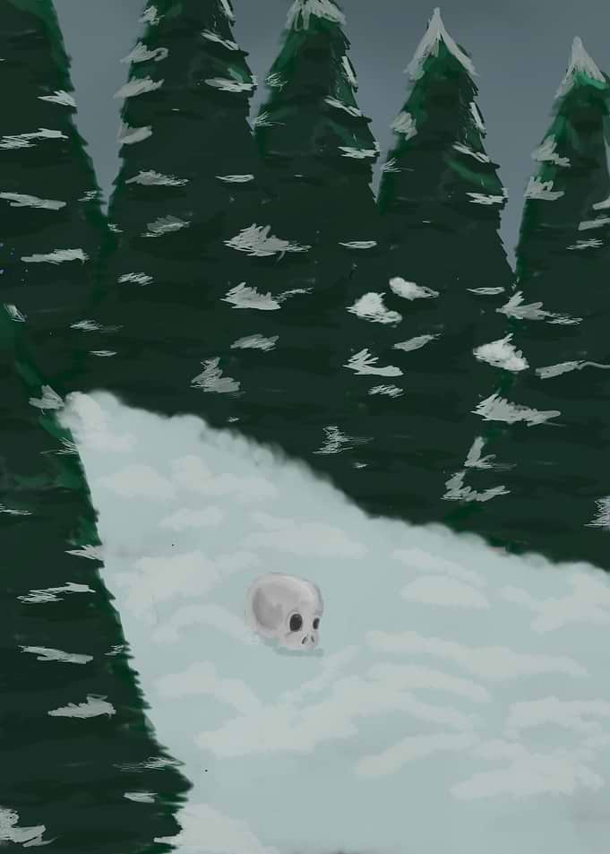 Skull in a Snowy Forest