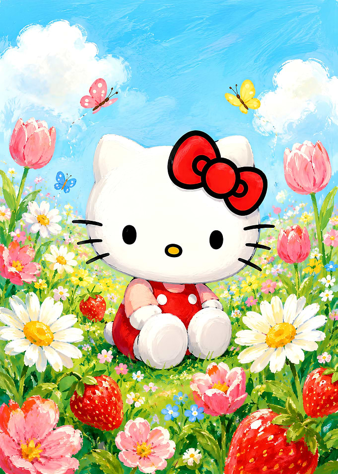 Hello Kitty in a Strawberry Field